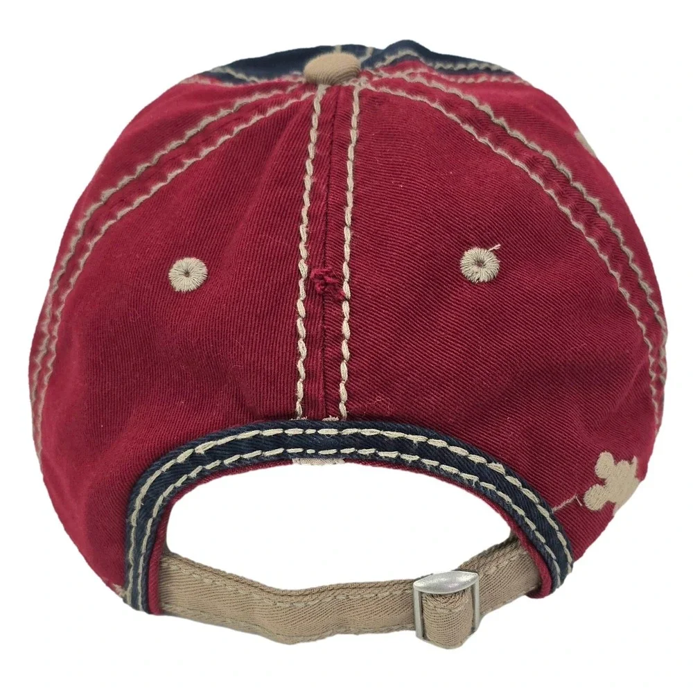 Disney Parks Mens Walt Disney World Distressed Baseball Cap Navy‎ Red Adjustable